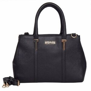 Kenneth Cole Reaction Triple Entry Harriet Handbag Purse Black w/ Gold Hardware